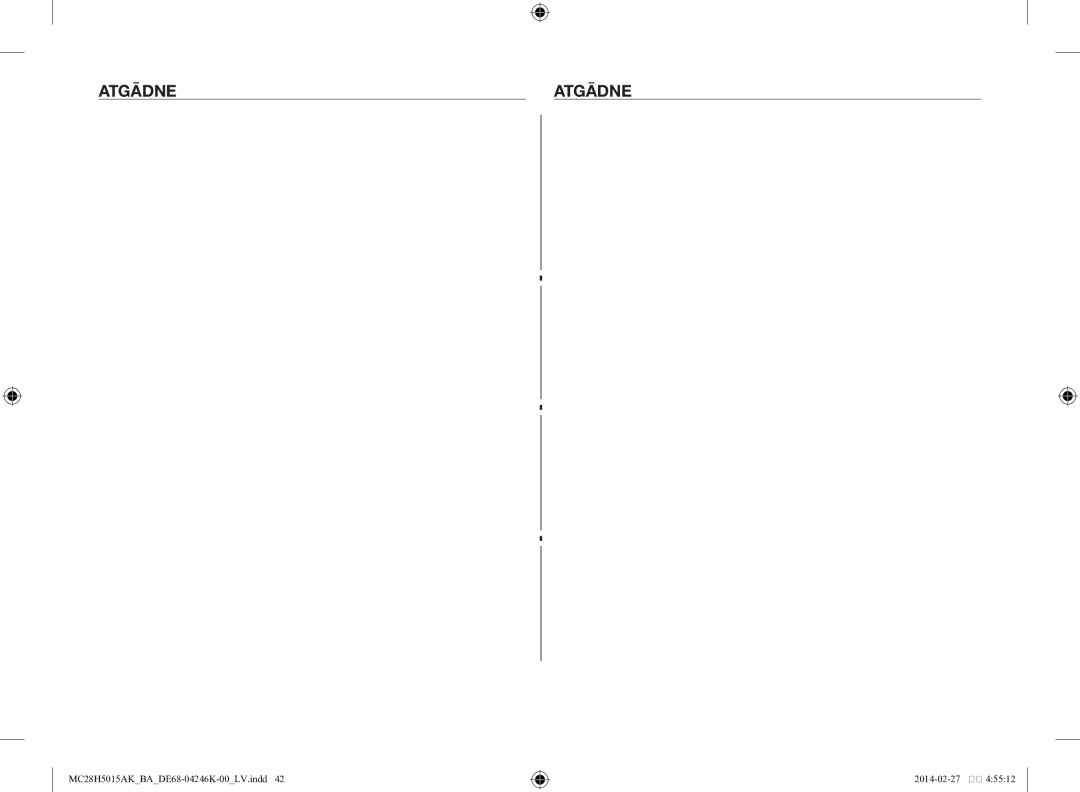 Samsung MC28H5015AK/BA manual Atgādne 