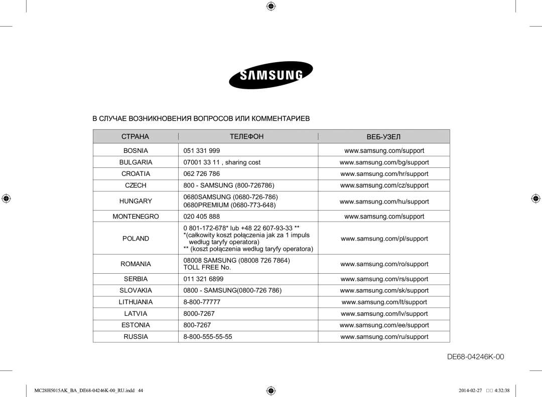 Samsung MC28H5015AK/BA manual 43238 