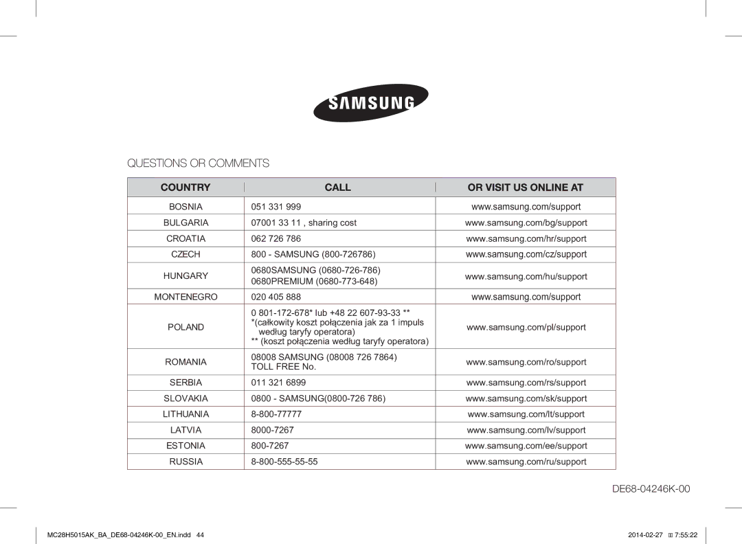 Samsung MC28H5015AK/BA manual 75522 