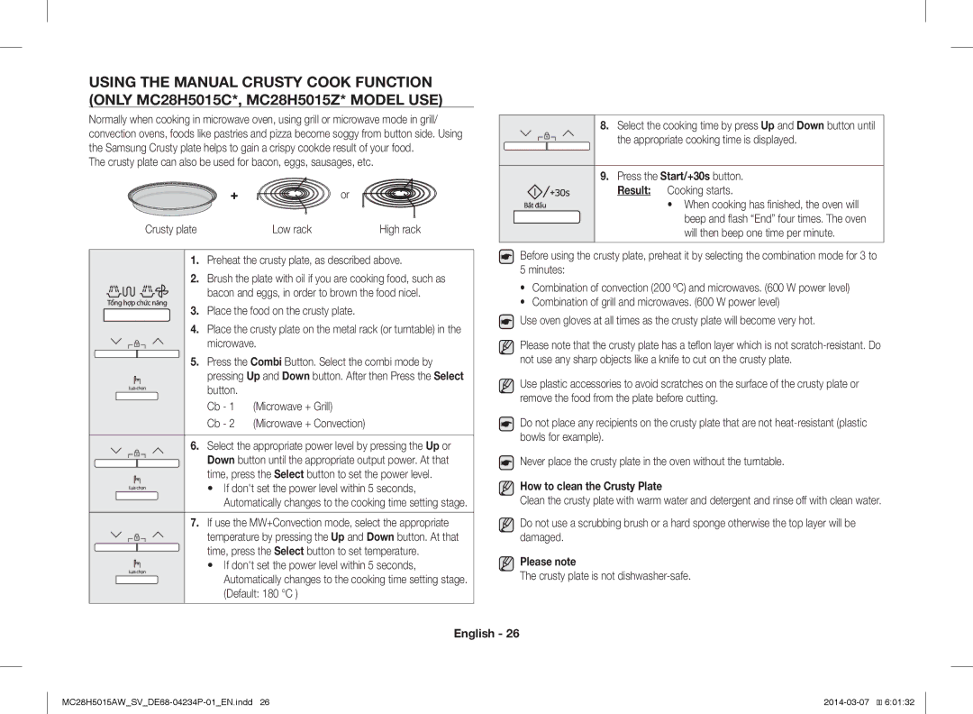 Samsung MC28H5015AK/SV manual How to clean the Crusty Plate, Please note 