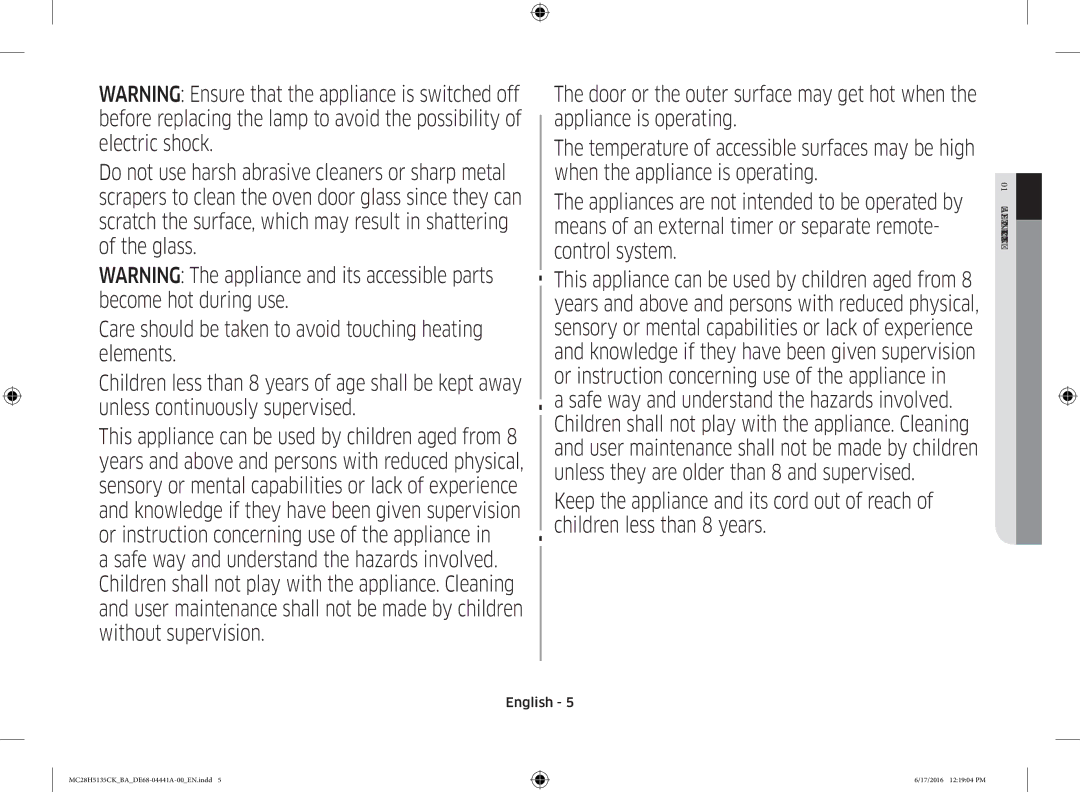 Samsung MC28H5135CK/BA manual English 