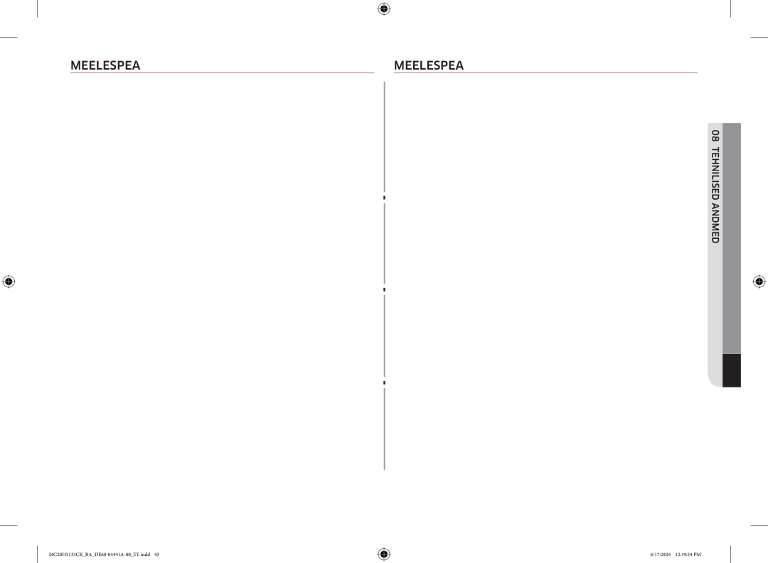 Samsung MC28H5135CK/BA manual Meelespea 