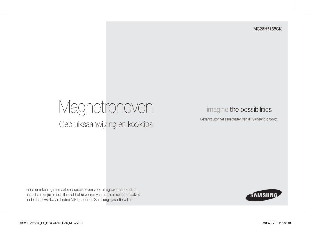 Samsung MC28H5135CK/EF manual Magnetronoven, Bedankt voor het aanschaffen van dit Samsung-product 