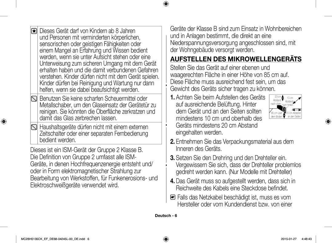 Samsung MC28H5135CK/EF manual Bedient werden, Setzen Sie den Drehring und den Drehteller ein 