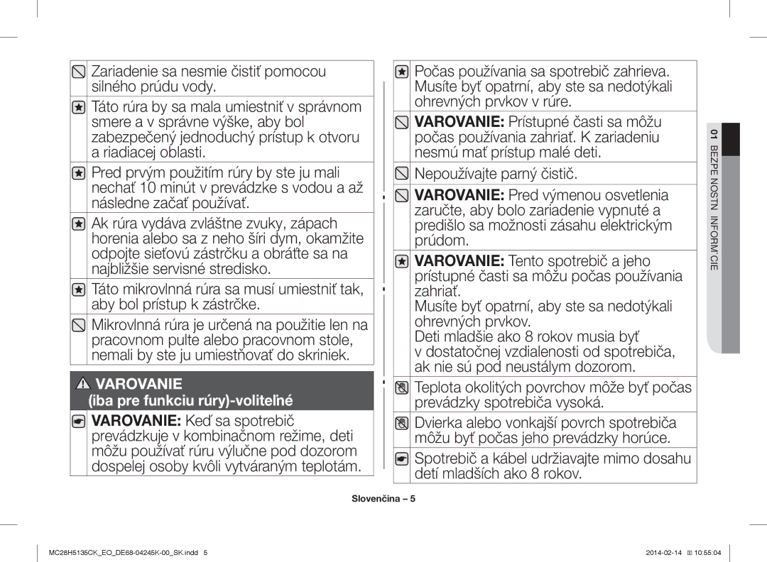 Samsung MC28H5135CK/EO manual Iba pre funkciu rúry-voliteľné 