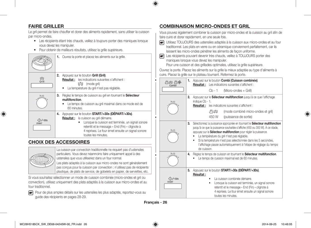Samsung MC28H5185CK/SW Faire Griller, Choix DES Accessoires, Combinaison MICRO-ONDES ET Gril, Cb 1 Micro-ondes + Grill 