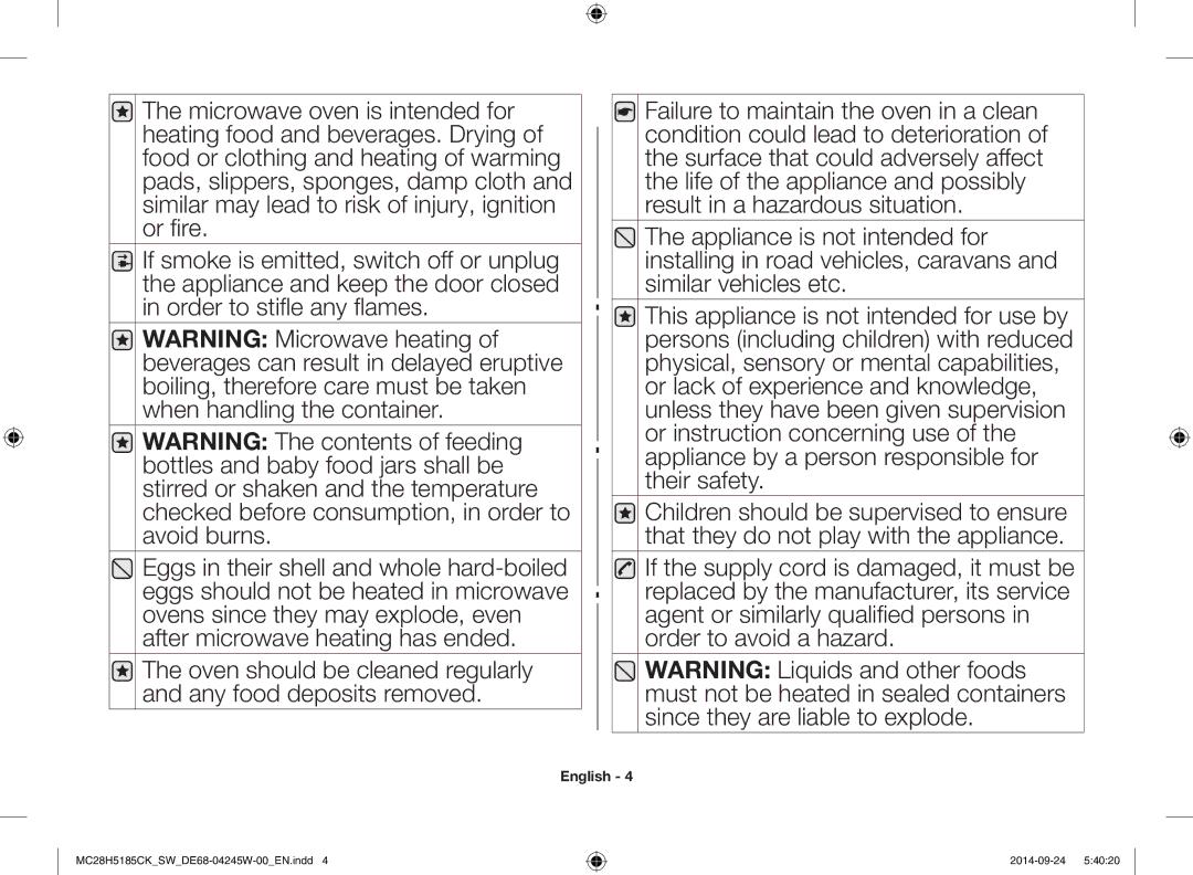 Samsung MC28H5185CK/SW manual English 