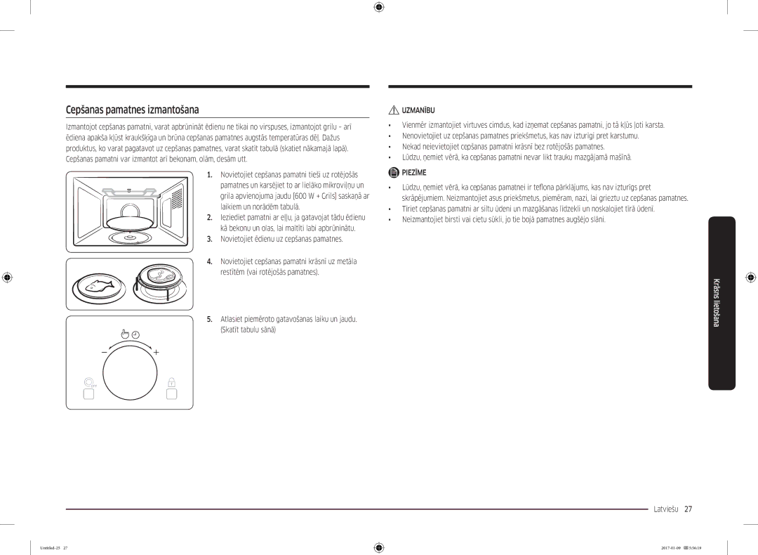 Samsung MC28M6055CK/BA manual Cepšanas pamatnes izmantošana 