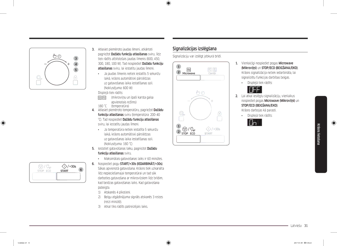 Samsung MC28M6055CK/BA manual Signalizācijas izslēgšana 