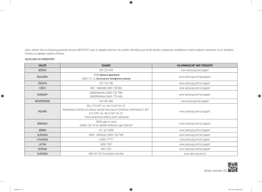 Samsung MC28M6055CK/BA manual Valsts Zvaniet VAI Apmeklējiet MŪS Tiešsaistē 