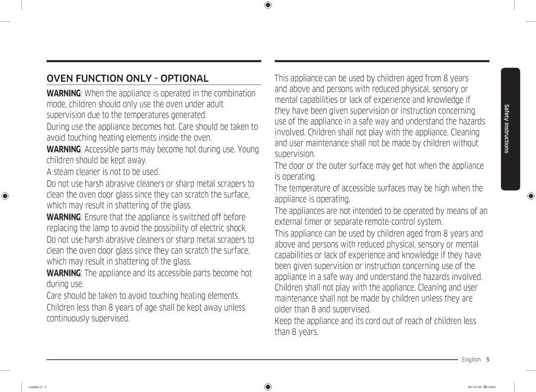 Samsung MC28M6055CK/BA manual Oven Function only Optional 