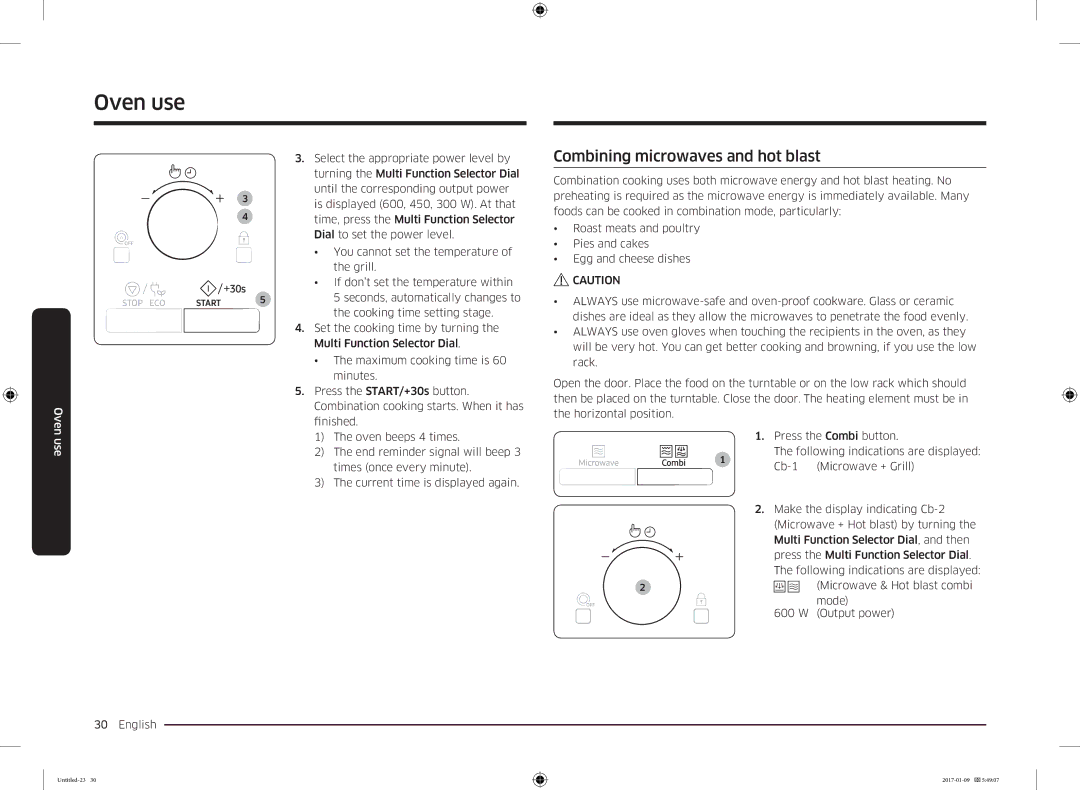 Samsung MC28M6055CK/BA manual Combining microwaves and hot blast 