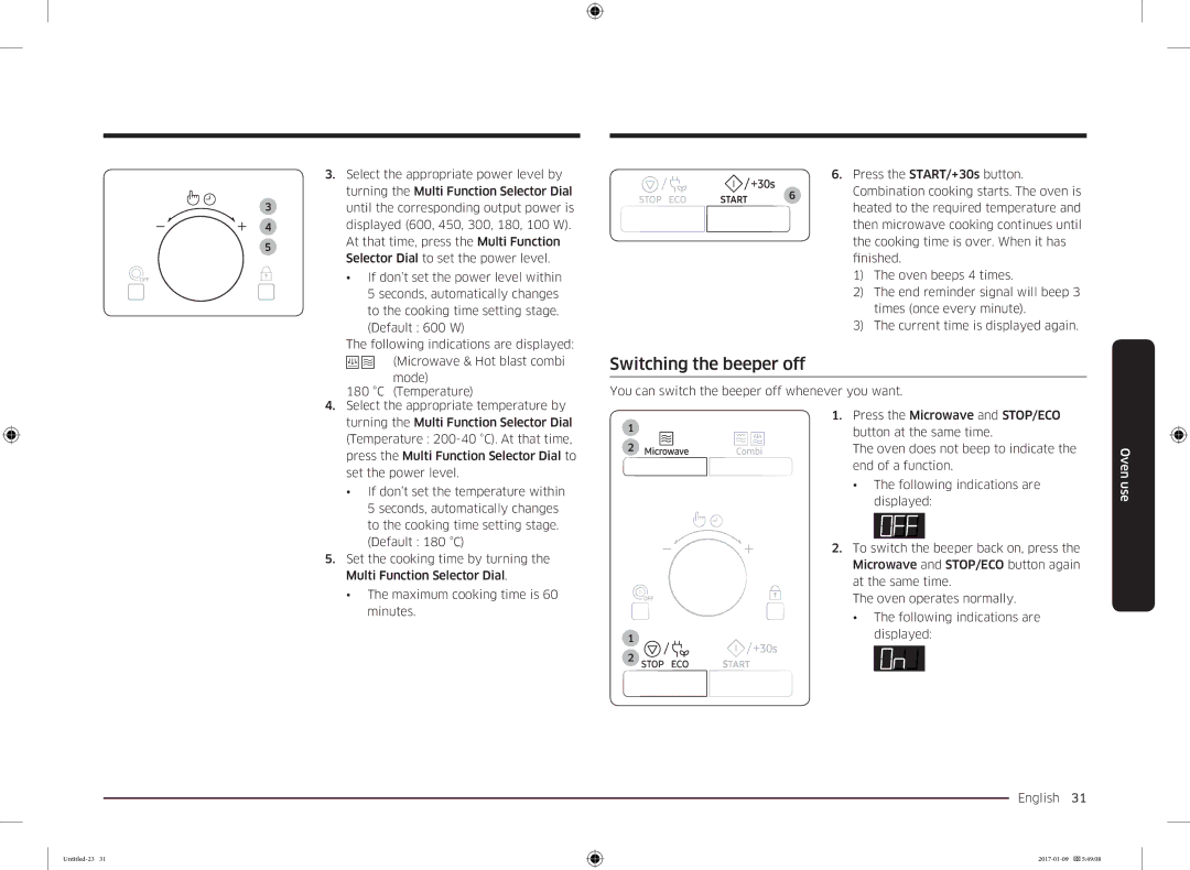 Samsung MC28M6055CK/BA manual Switching the beeper off 