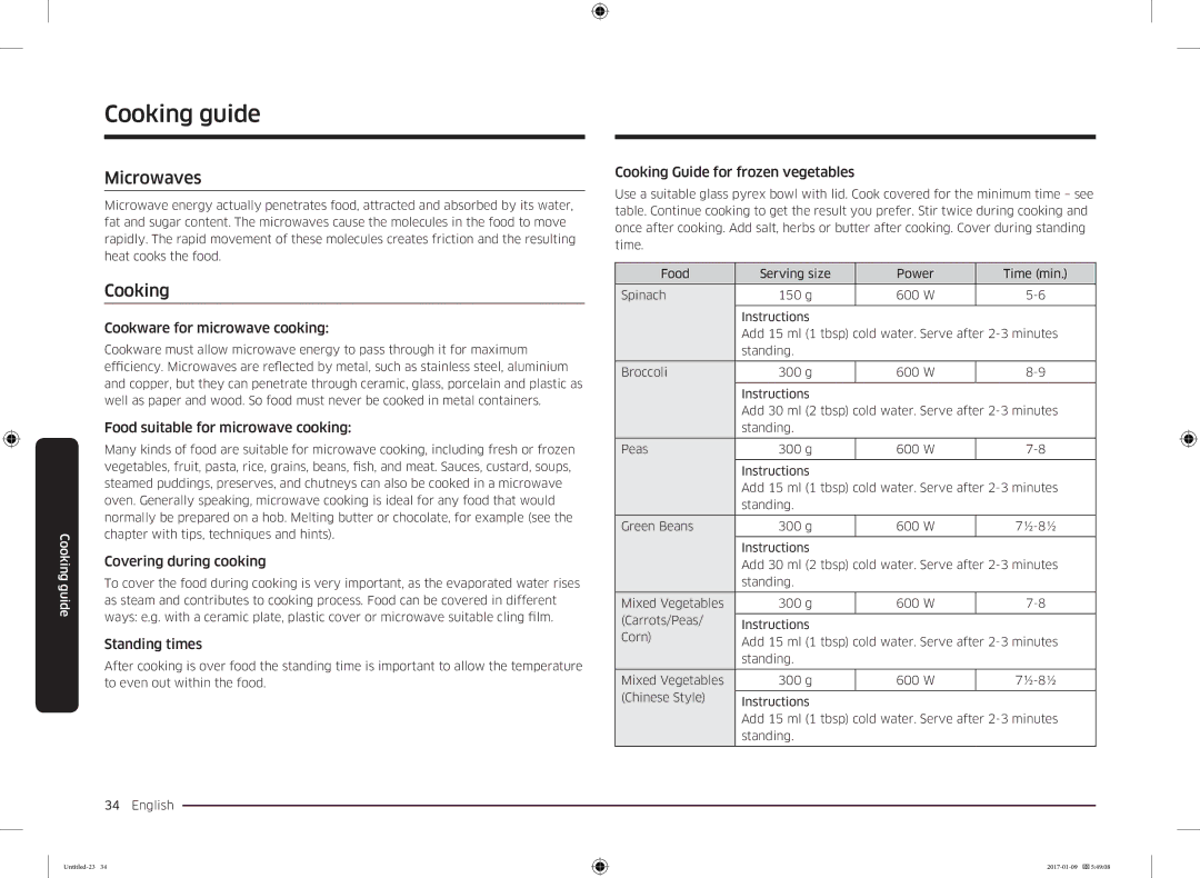 Samsung MC28M6055CK/BA manual Cooking guide, Microwaves 