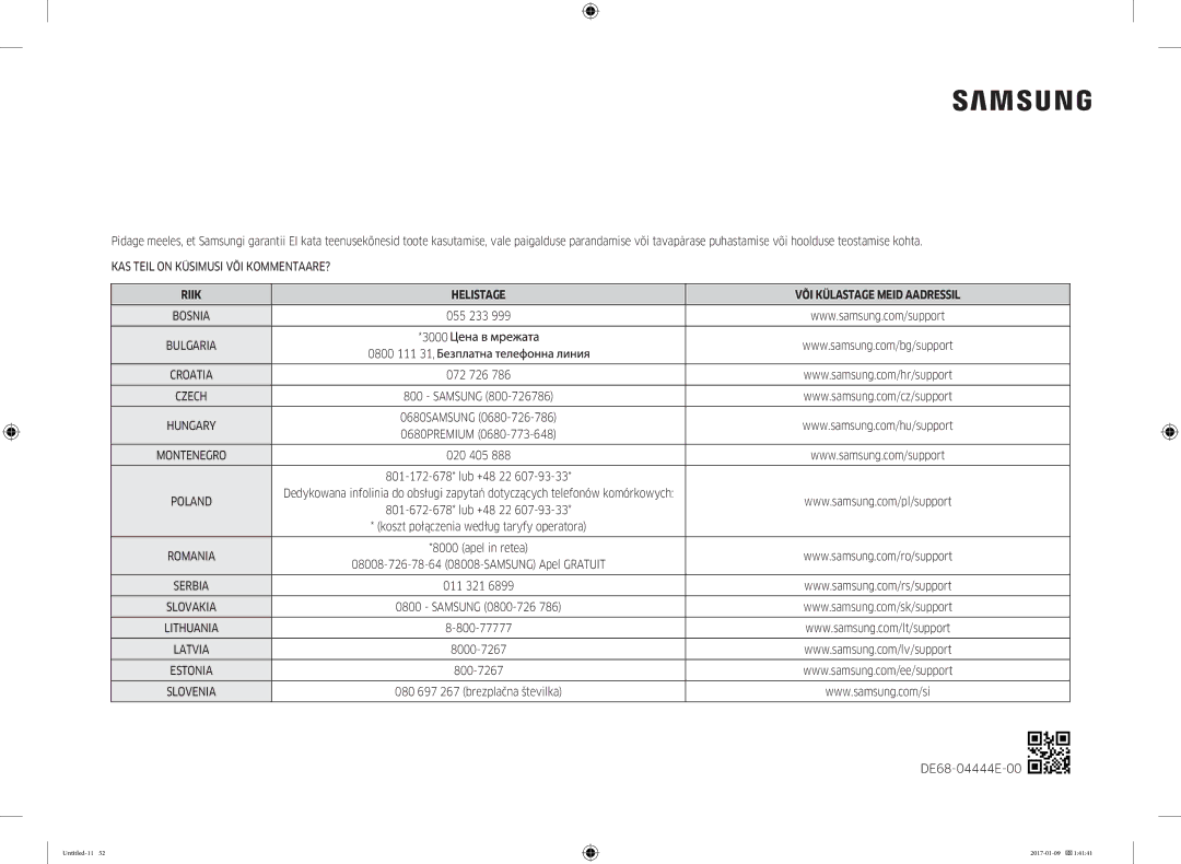 Samsung MC28M6055CK/BA manual 3000 0800 111, DE68-04444E-00, 800-77777 