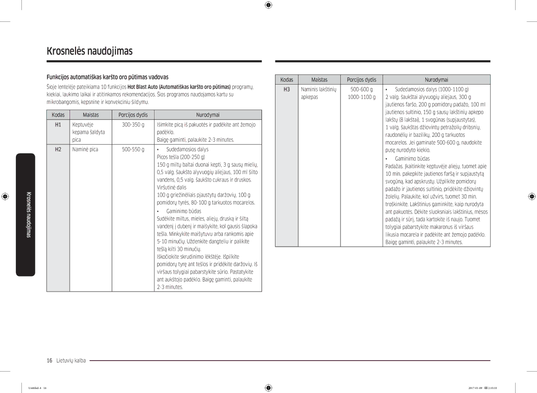 Samsung MC28M6055CK/BA manual Funkcijos automatiškas karšto oro pūtimas vadovas 