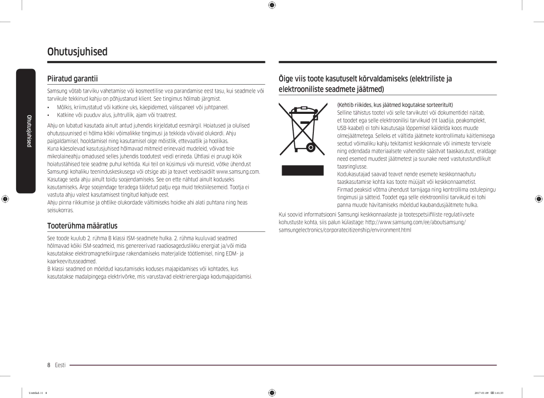 Samsung MC28M6055CK/BA manual Piiratud garantii, Tooterühma määratlus 