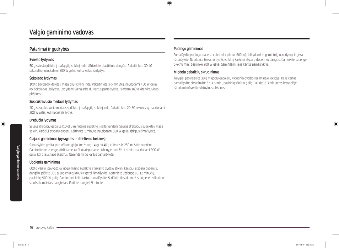 Samsung MC28M6055CK/BA manual Patarimai ir gudrybės 