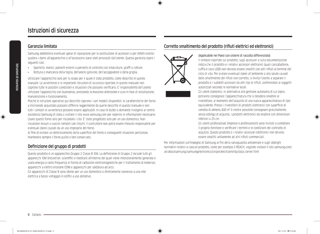 Samsung MC28M6055CK/ET manual Garanzia limitata, Definizione del gruppo di prodotti 