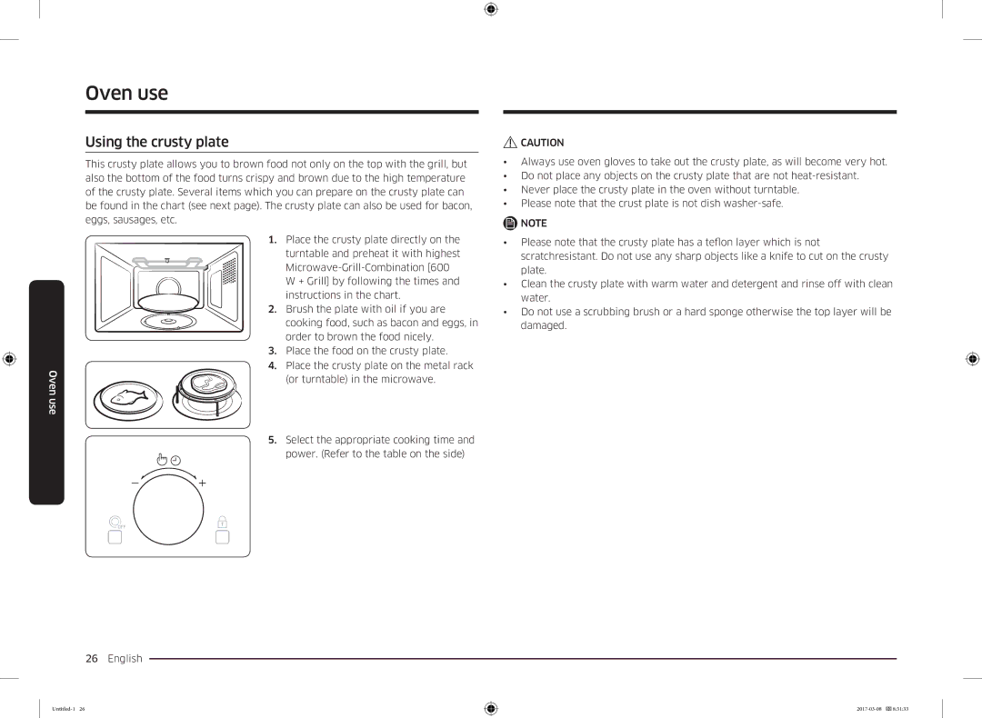 Samsung MC28M6055CK/LI manual Using the crusty plate 