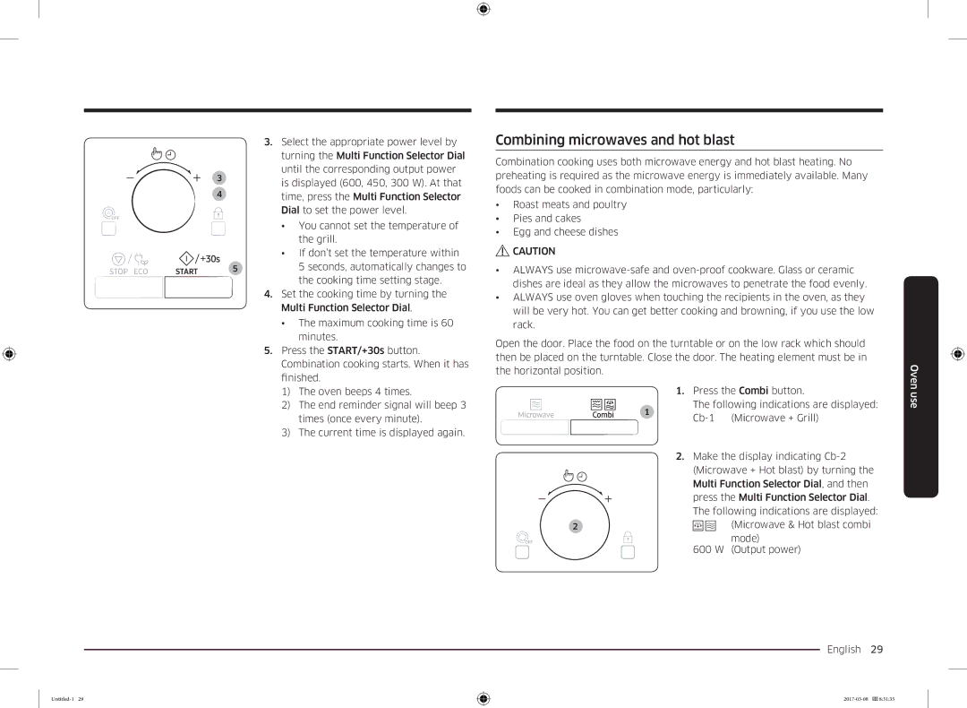 Samsung MC28M6055CK/LI manual Combining microwaves and hot blast 