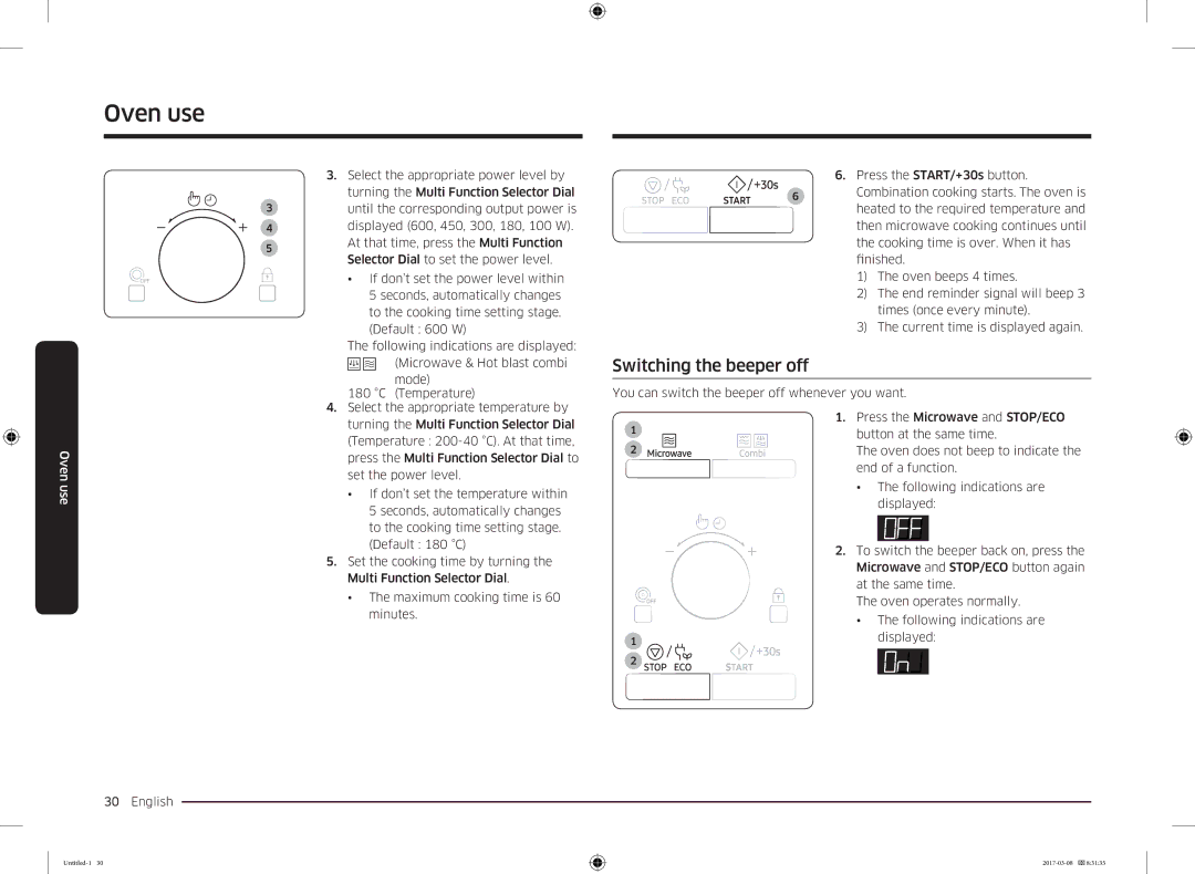 Samsung MC28M6055CK/LI manual Switching the beeper off 