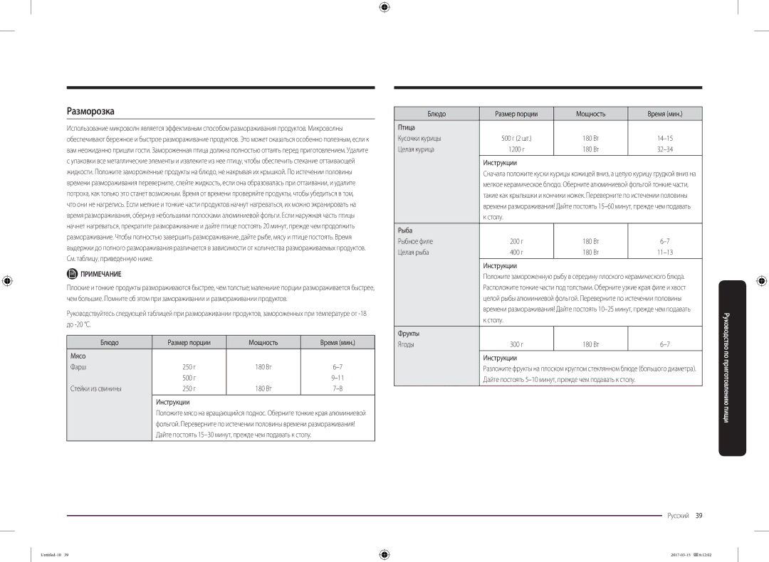 Samsung MC28M6055CK/LI manual Разморозка 