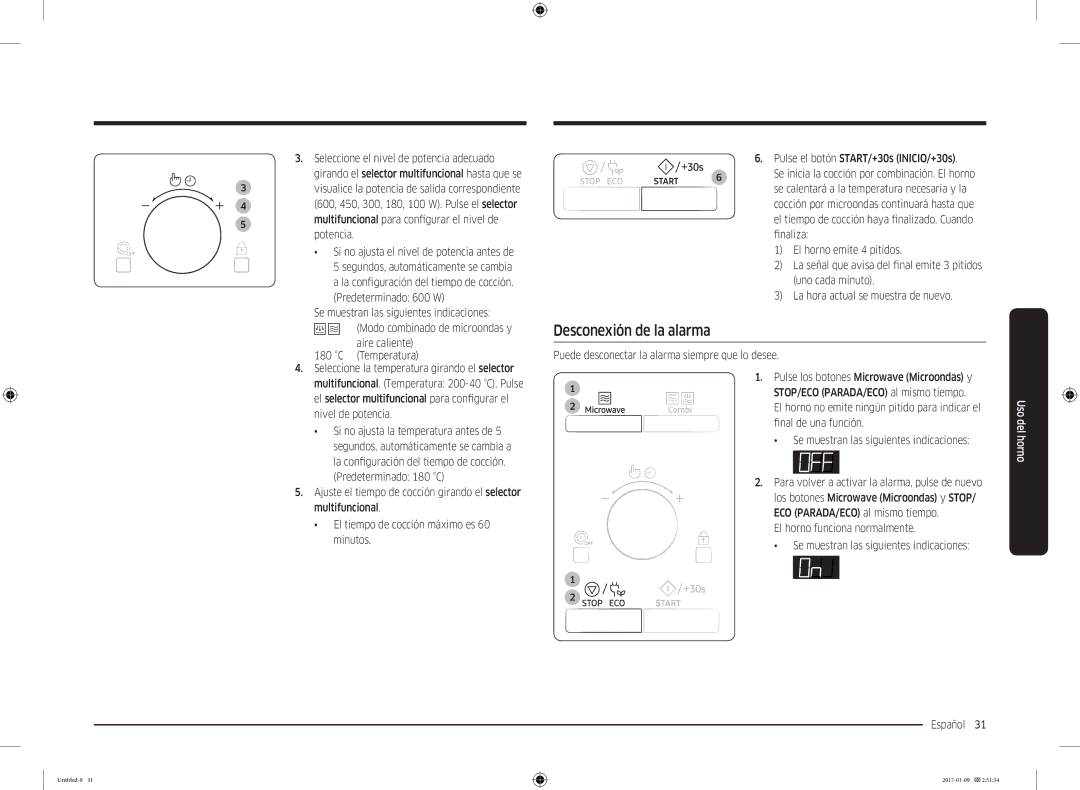 Samsung MC28M6055CS/EC Desconexión de la alarma, El horno no emite ningún pitido para indicar el, Final de una función 