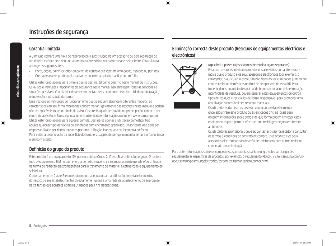 Samsung MC28M6055CS/EC manual Garantia limitada, Definição do grupo do produto 