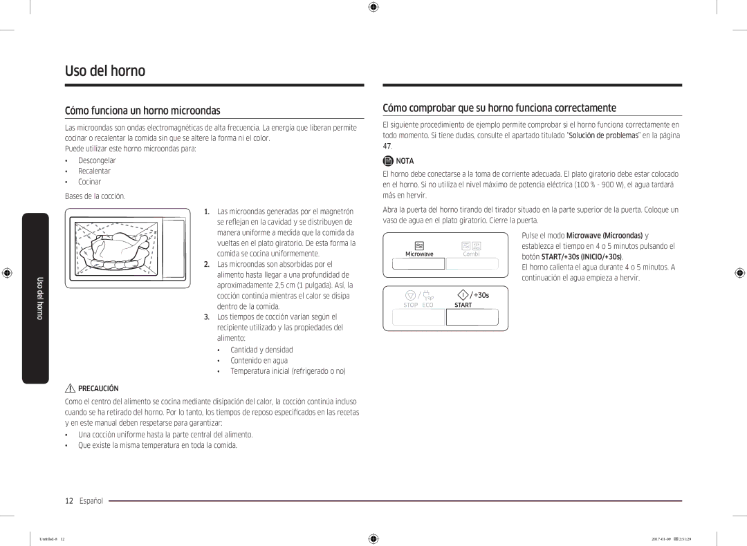 Samsung MC28M6055CW/EC, MC28M6055CK/EC manual Uso del horno, Cómo funciona un horno microondas 