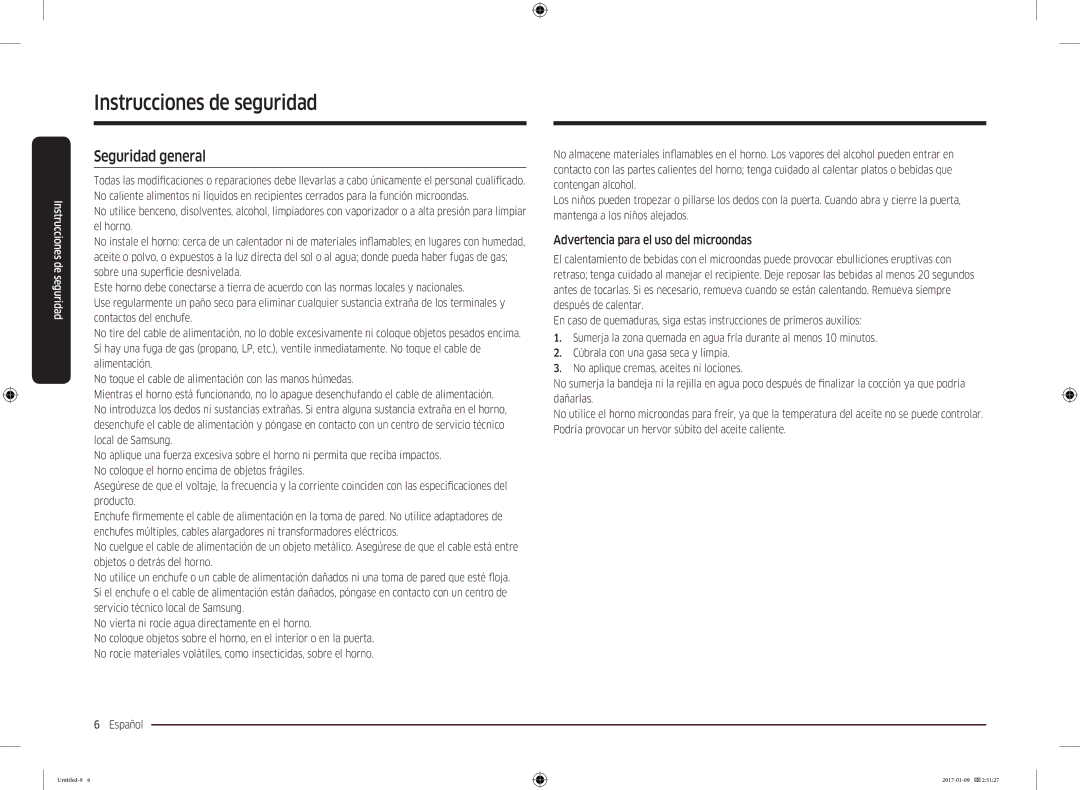 Samsung MC28M6055CW/EC, MC28M6055CK/EC manual Seguridad general, Advertencia para el uso del microondas 