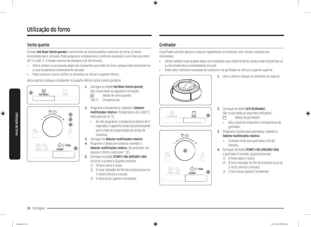 Samsung MC28M6055CW/EC, MC28M6055CK/EC manual Vento quente, Grelhador 