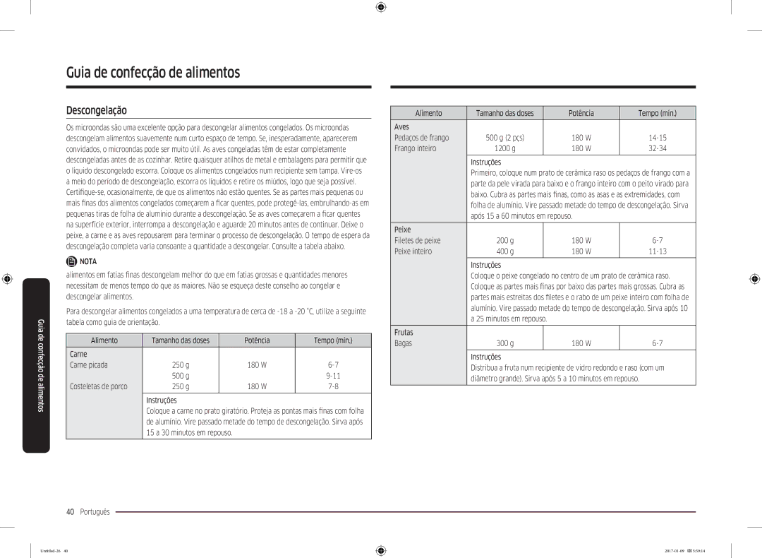 Samsung MC28M6055CW/EC, MC28M6055CK/EC manual Descongelação 