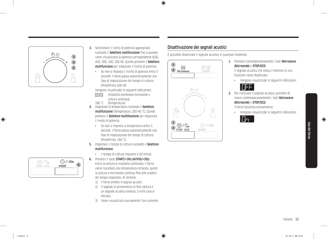 Samsung MC28M6075CS/ET manual Disattivazione dei segnali acustici, Predefinita 600 W, Cottura ventilata Temperatura 