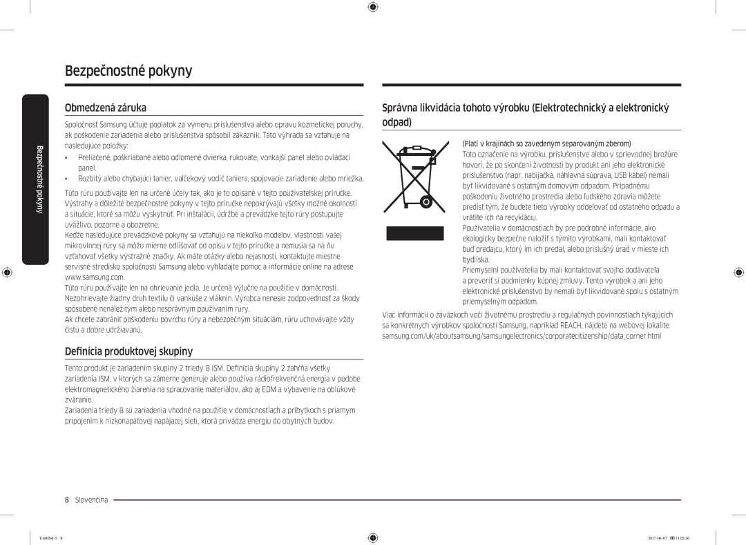 Samsung MC28M6075CS/OL, MC28M6075CS/EO manual Obmedzená záruka, Definícia produktovej skupiny 