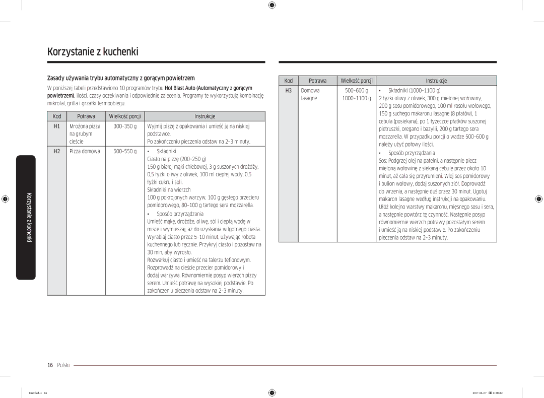 Samsung MC28M6075CS/OL, MC28M6075CS/EO manual Zasady używania trybu automatyczny z gorącym powietrzem 