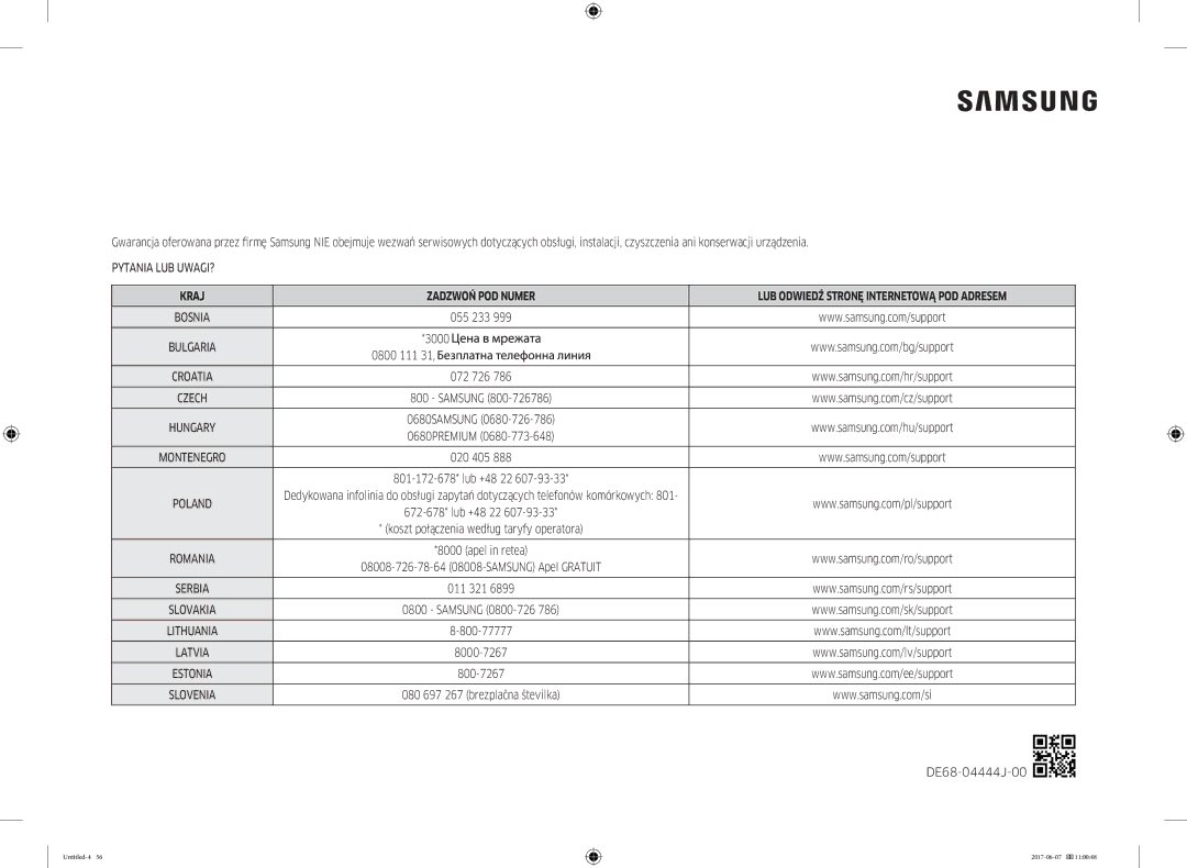 Samsung MC28M6075CS/OL, MC28M6075CS/EO manual 3000 0800 111, DE68-04444J-00 