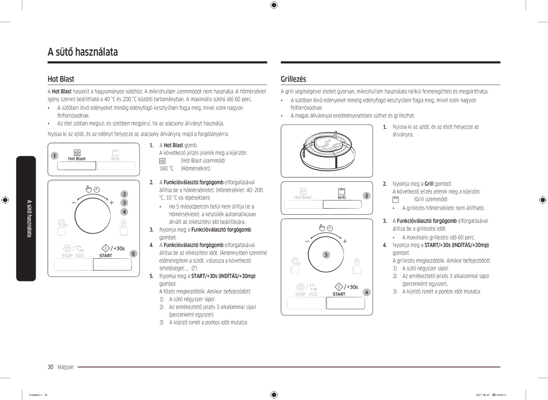 Samsung MC28M6075CS/OL, MC28M6075CS/EO manual Hot Blast, Grillezés 