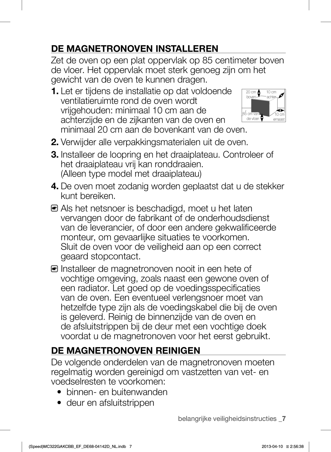 Samsung MC322GAKCBB/EF manual DE Magnetronoven Installeren 