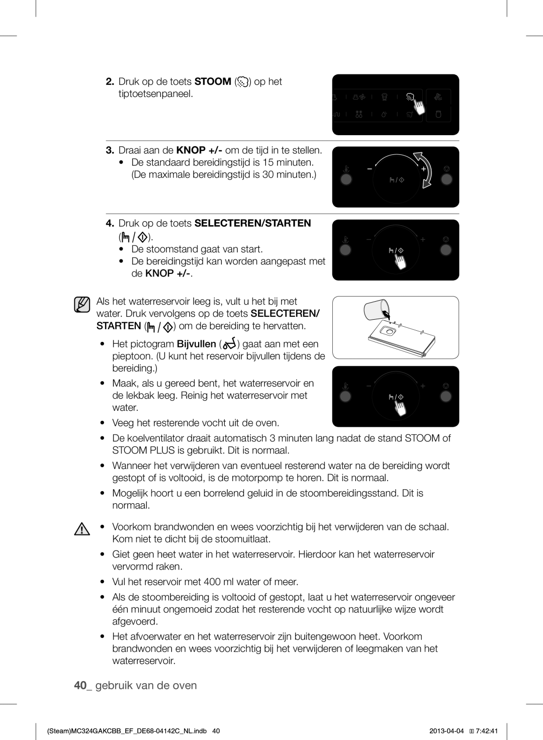 Samsung MC324GAKCBB/EF manual Gebruik van de oven 