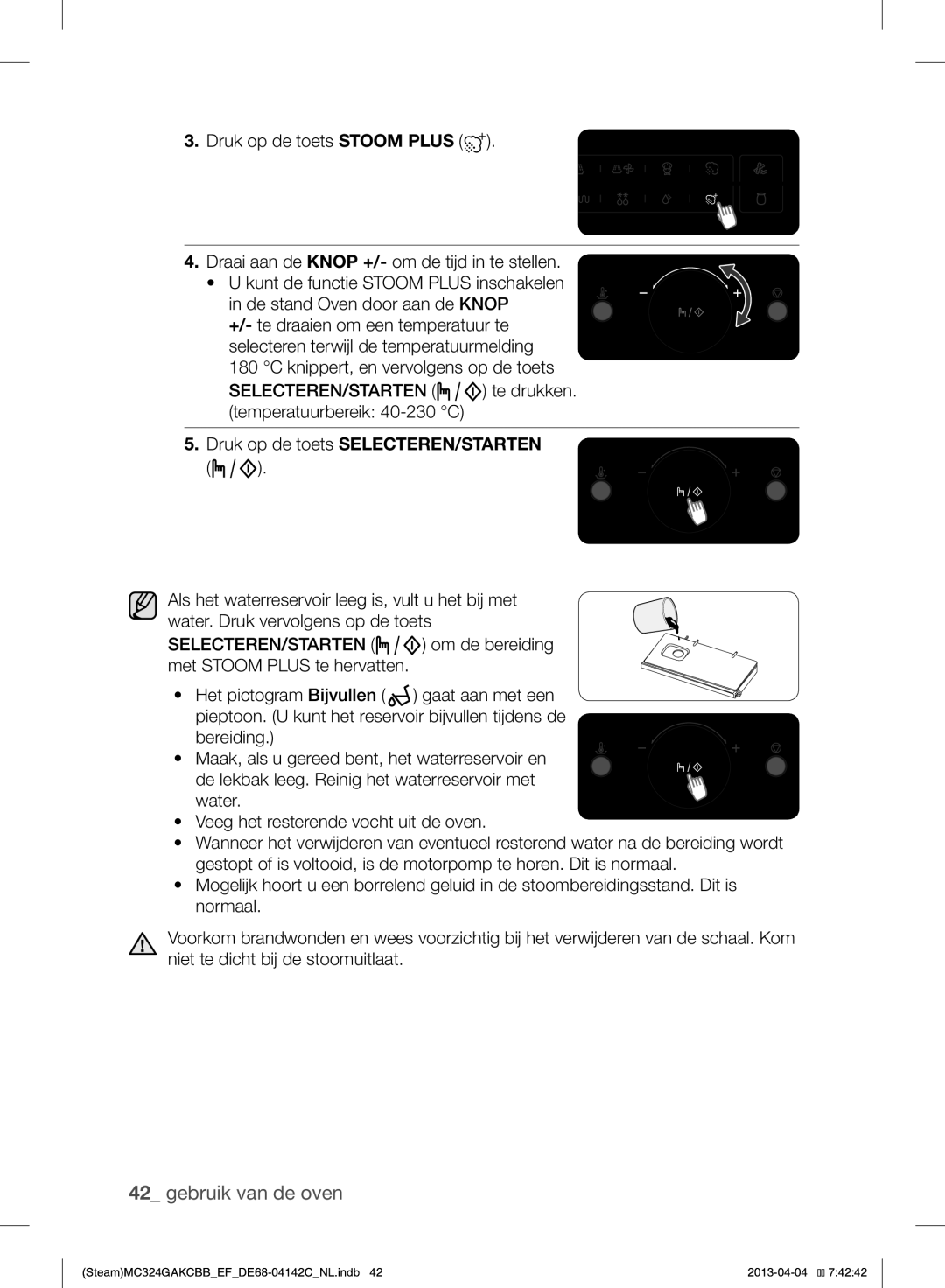 Samsung MC324GAKCBB/EF manual Gebruik van de oven 