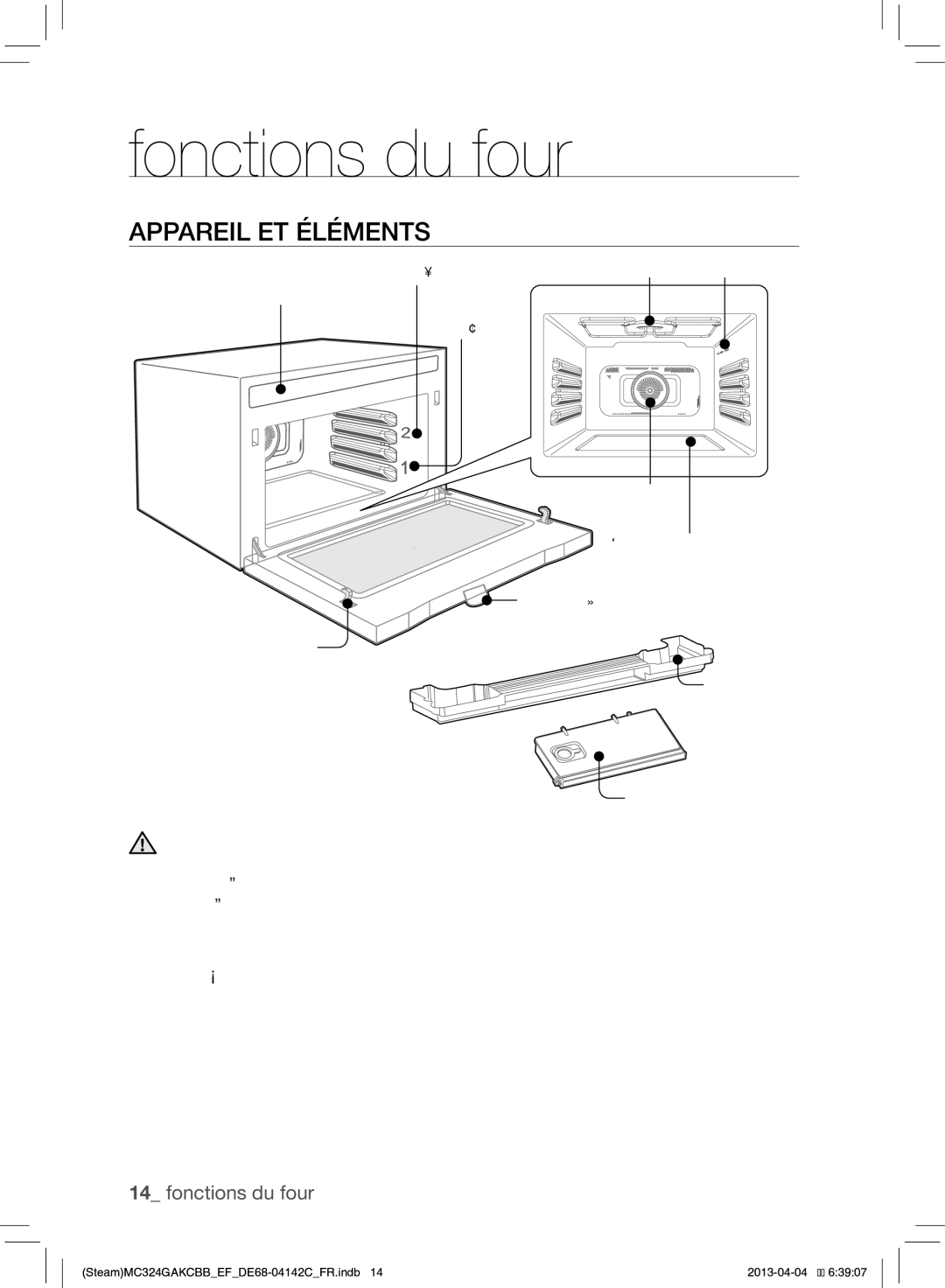 Samsung MC324GAKCBB/EF manual Fonctions du four, Appareil ET Éléments 