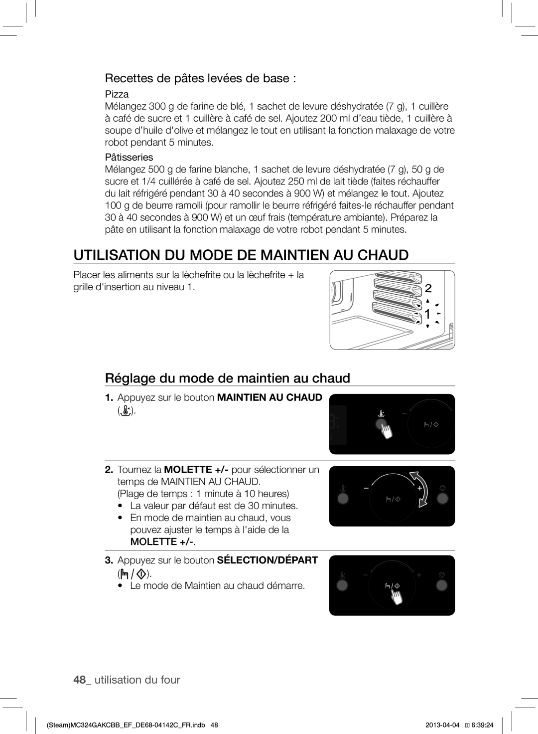 Samsung MC324GAKCBB/EF manual Utilisation DU Mode DE Maintien AU Chaud, Réglage du mode de maintien au chaud 