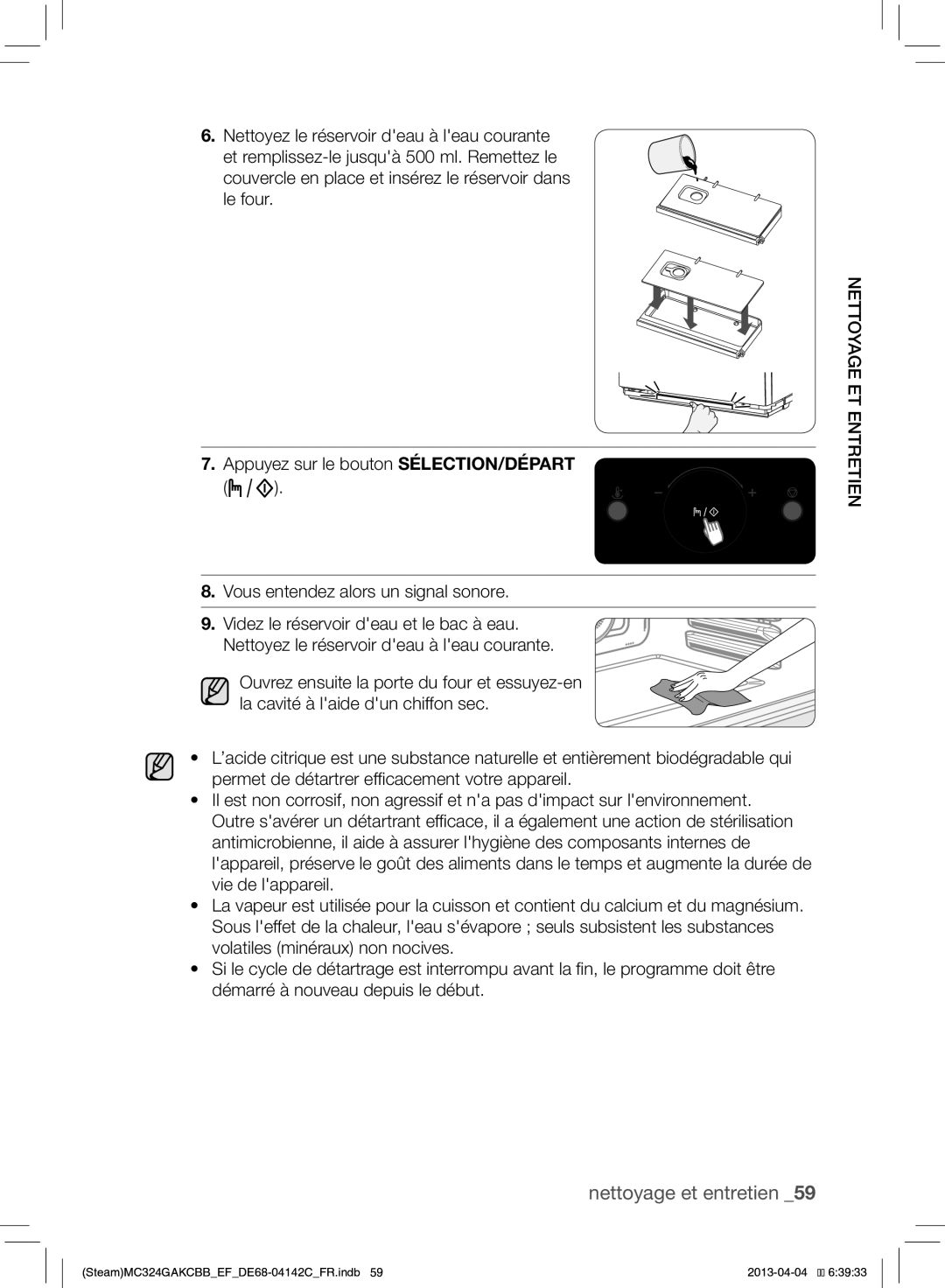 Samsung MC324GAKCBB/EF manual Nettoyage ET Entretien 