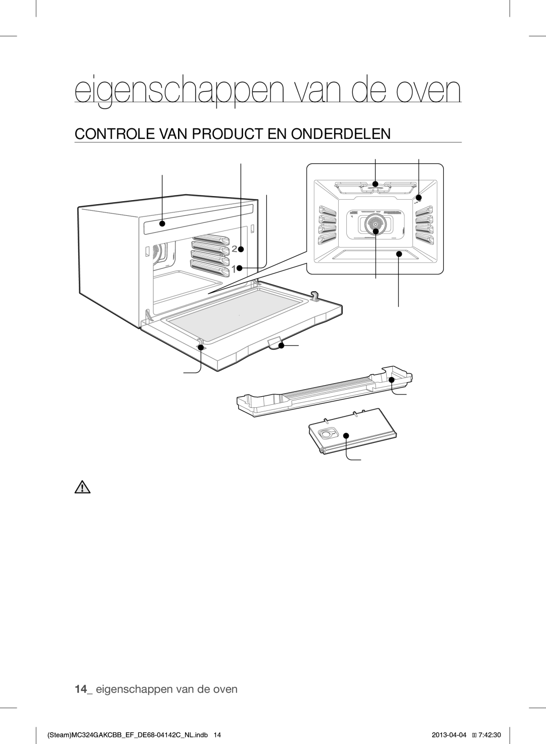 Samsung MC324GAKCBB/EF manual Controle VAN Product EN Onderdelen, Eigenschappen van de oven 