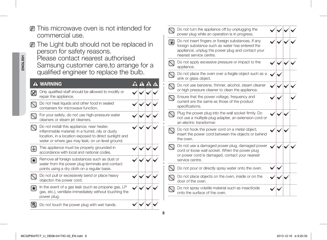 Samsung MC32F604TCT/LI manual English 