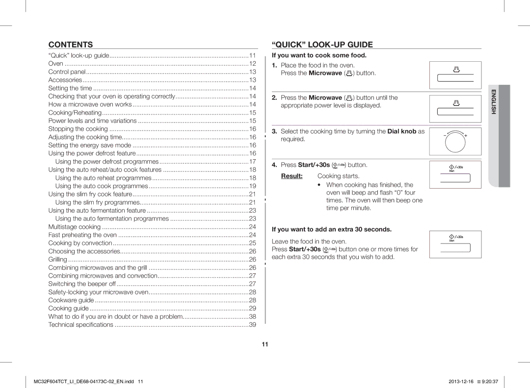 Samsung MC32F604TCT/LI manual Contents, Quick LOOK-UP Guide 