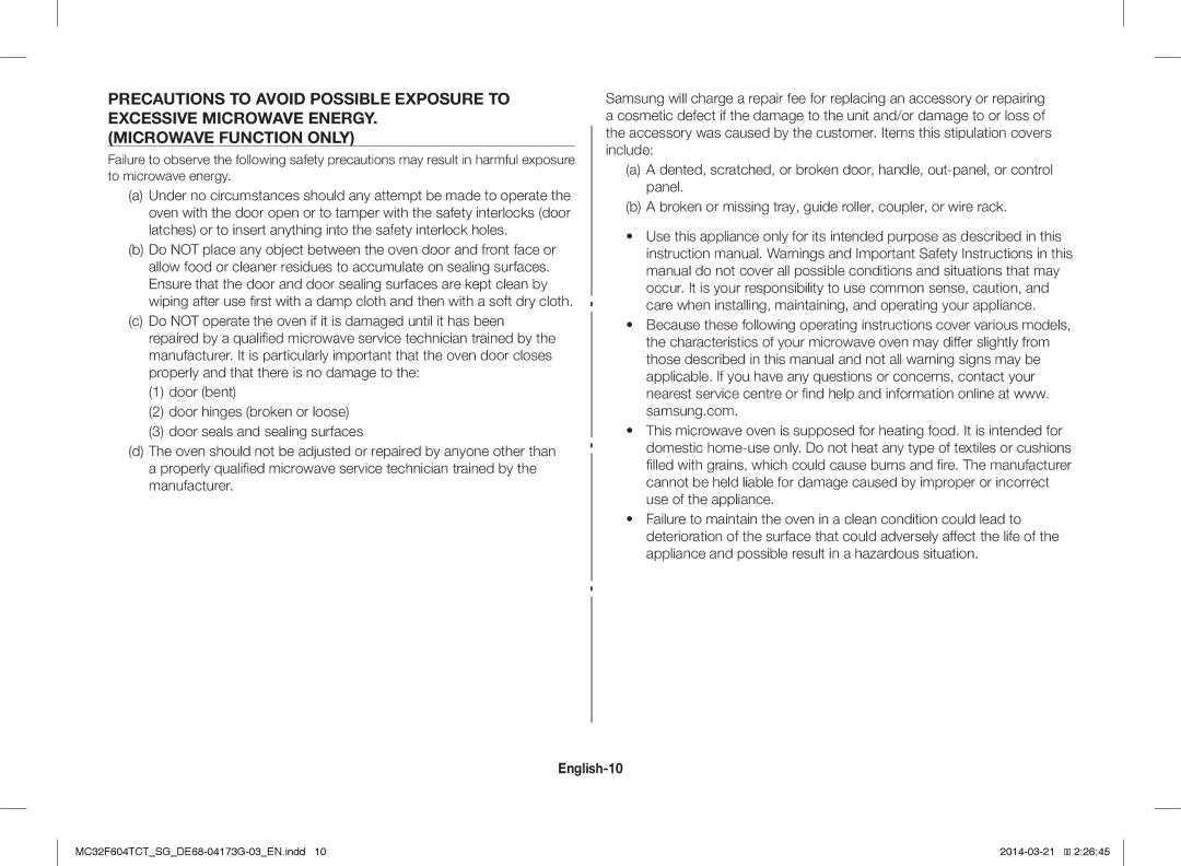 Samsung MC32F604TCT/SG manual English-10 