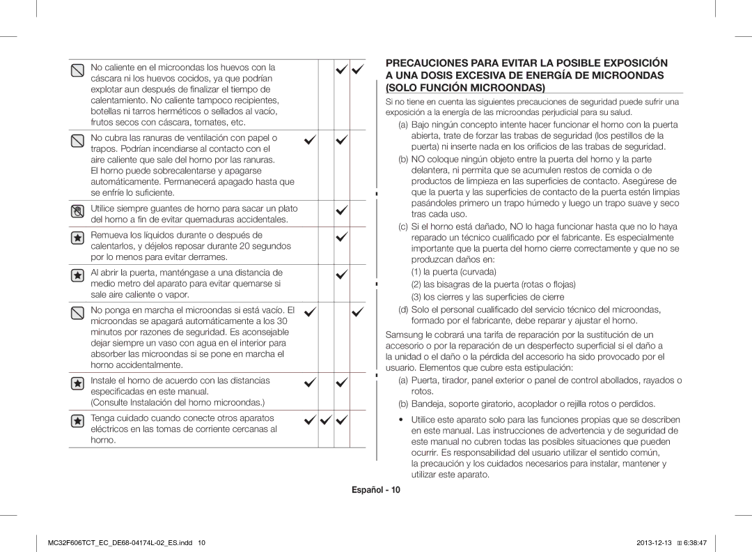 Samsung MC32F606TCT/EC manual Español 