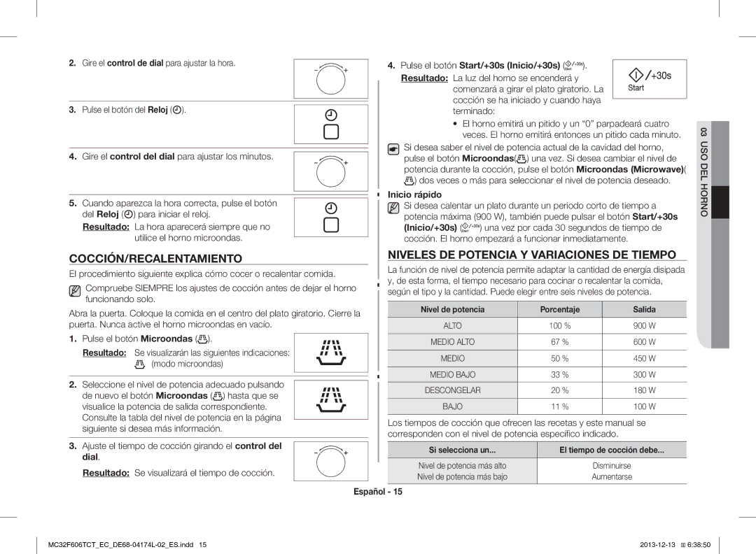 Samsung MC32F606TCT/EC manual Inicio rápido, Dial 